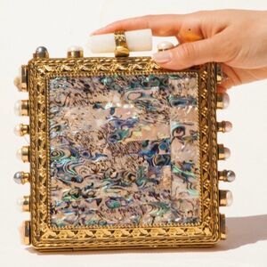 NWOT Ramla Prestige Crossbody/Clutch Bag w/Opal Gemstones Handmade in Morocco